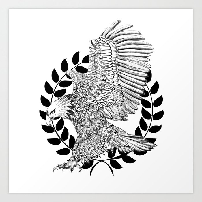 700x700 Aztec Eagle Drawing Art Print - Eagle Drawing