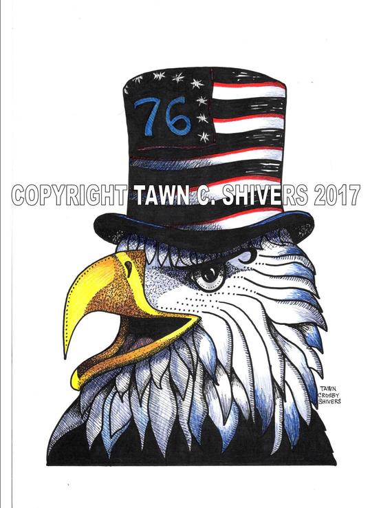 570x738 american eagle portrait eagle drawing patriotic top hat etsy - Eagle Drawing Images