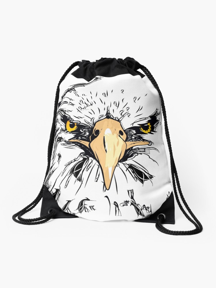 750x1000 Eagle Face Drawstring Bag - Eagle Face Drawing