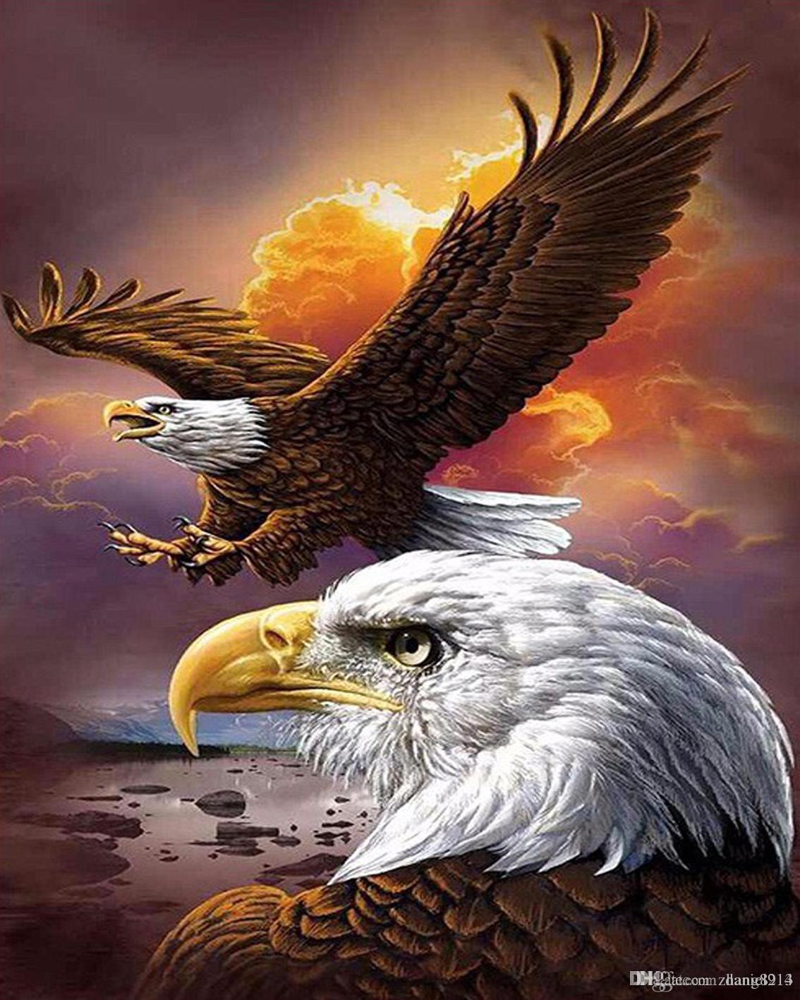 1134x1417 Inches Eagle Flying Over The Lake Diy Paint On Canvas - Eagle Flying Drawing