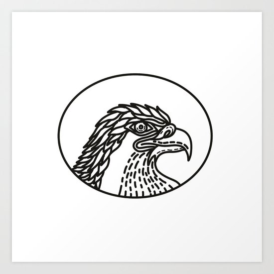 550x550 eagle head side mono line art print - Eagle Head Line Drawing