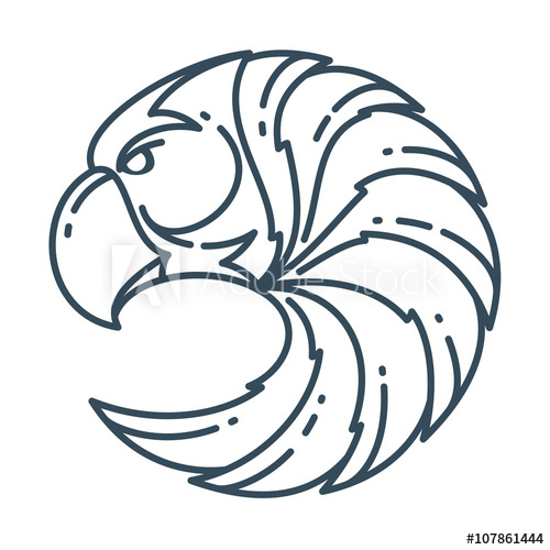 500x500 Eagle Head Line Art Vector Logo - Eagle Head Line Drawing