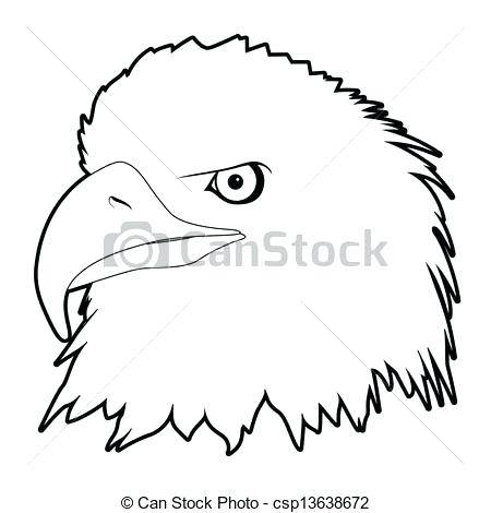 450x470 Outline Drawn Eagle Head On White Background Bald Flying - Eagle Head Line Drawing
