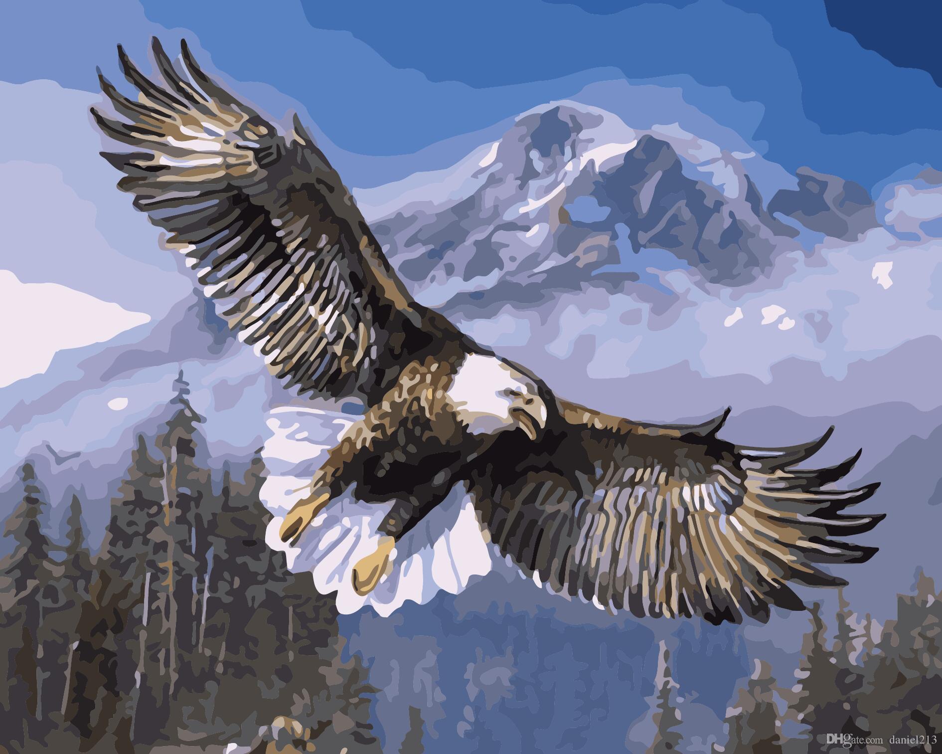 1890x1512 Inches Eagle Flying Over Mountain Diy Paint On Canvas - Eagle In Flight Drawing