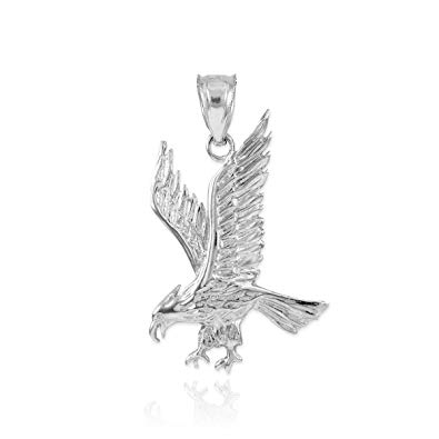 395x395 Fine Sterling Silver Eagle Landing Necklace Pendant - Eagle Landing Drawing