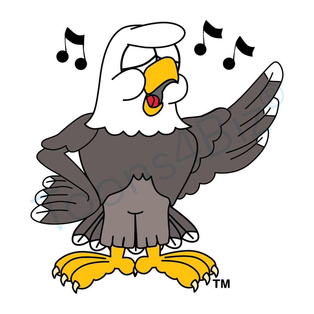 1000x1000 bald eagle mascot singing clip art - Eagle Mascot Drawing
