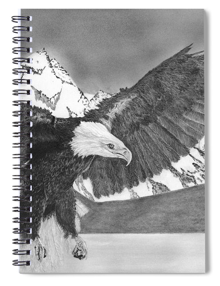 770x1000 Bald Eagle Soaring Drawing Spiral Notebook For Sale - Eagle Soaring Drawing