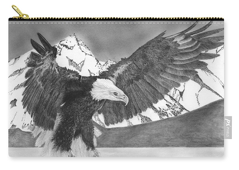 800x570 Bald Eagle Soaring Drawing Carry All Pouch For Sale - Eagle Soaring Drawing