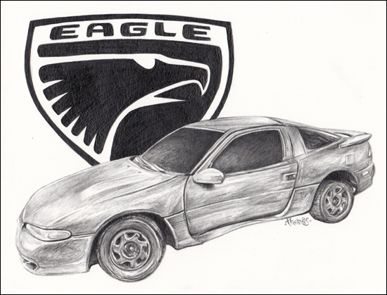 550x419 Eagle Talon Car Pencil Drawing Whiterabbitart Blog - Eagle Talons Drawing