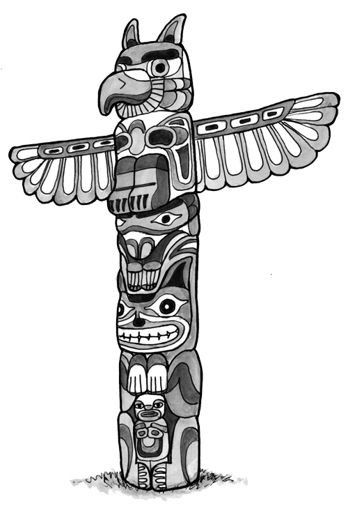 500x739 Eagle Totem Drawing - Eagle Totem Pole Drawing
