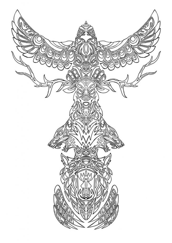724x1024 Free Printable Totem Pole Coloring Pages For Kids - Eagle Totem Pole Drawing