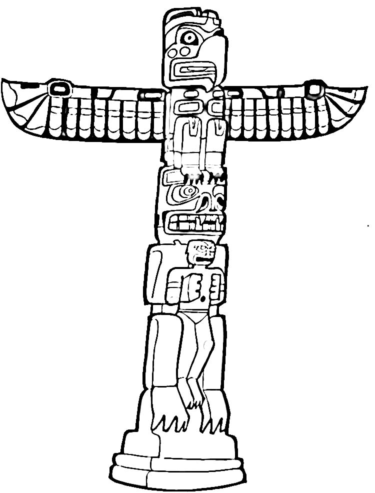 750x986 Indian Drawing Totem Pole For Free Download - Eagle Totem Pole Drawing