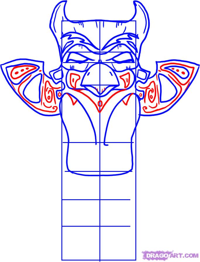 684x898 How To Draw A Totem Pole, Step - Eagle Totem Pole Drawing