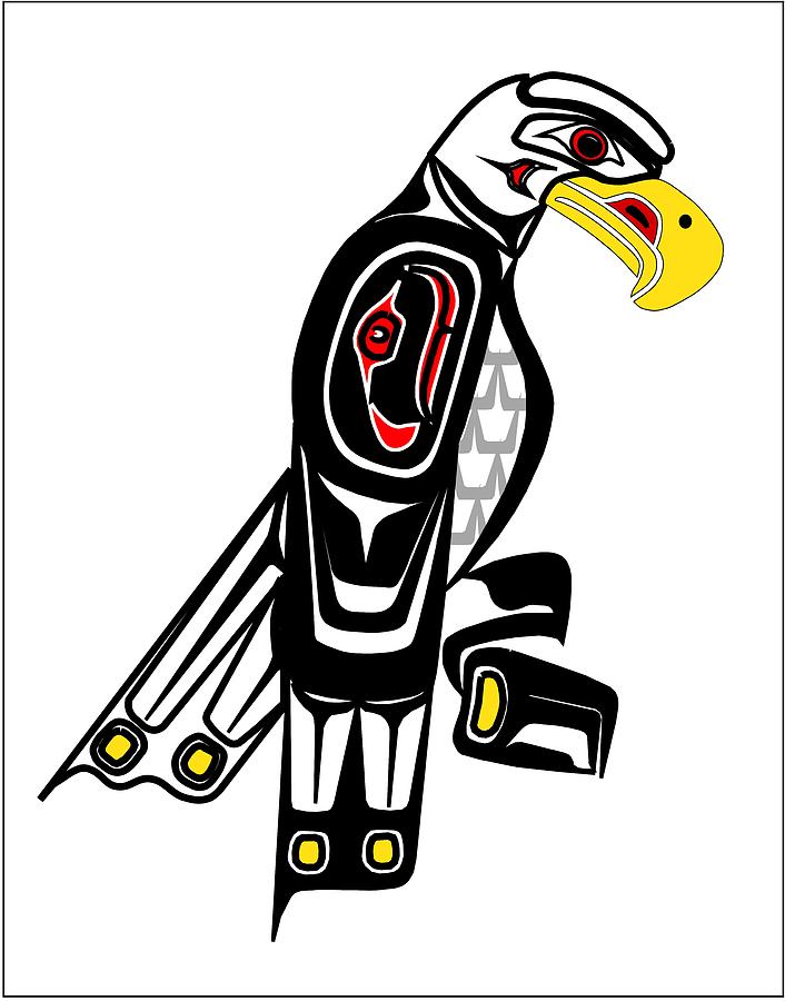706x900 Eagle Totem Drawing - Eagle Totem Pole Drawing