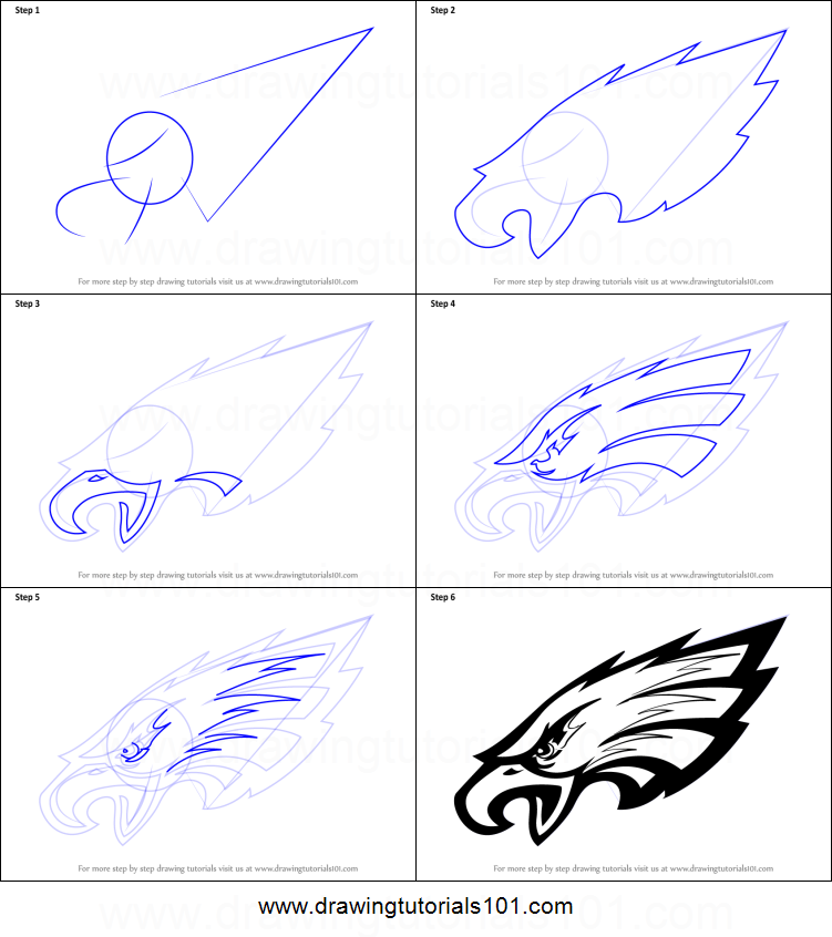 751x846 how to draw philadelphia eagles logo printable step - Eagles Logo Drawing