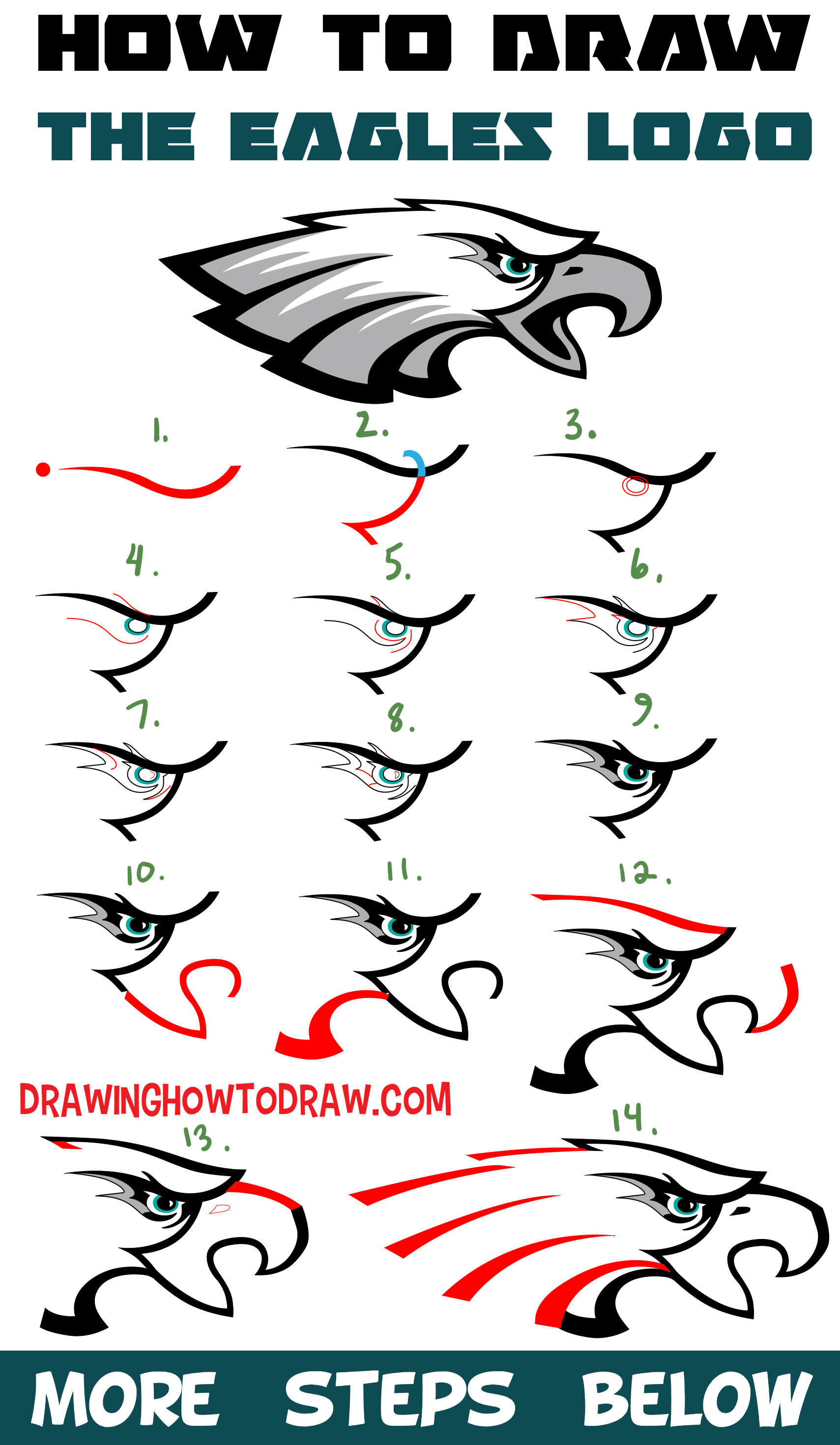 1709x2939 How To Draw The Eagle's Logo With Easy Step - Eagles Logo Drawing