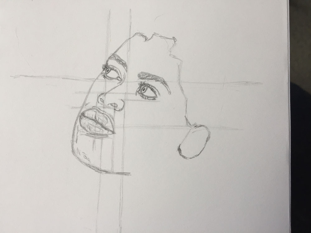 1000x750 How To Draw A Face Looking Up With Intense Curiosity Let's Draw - Ear Drawing Reference