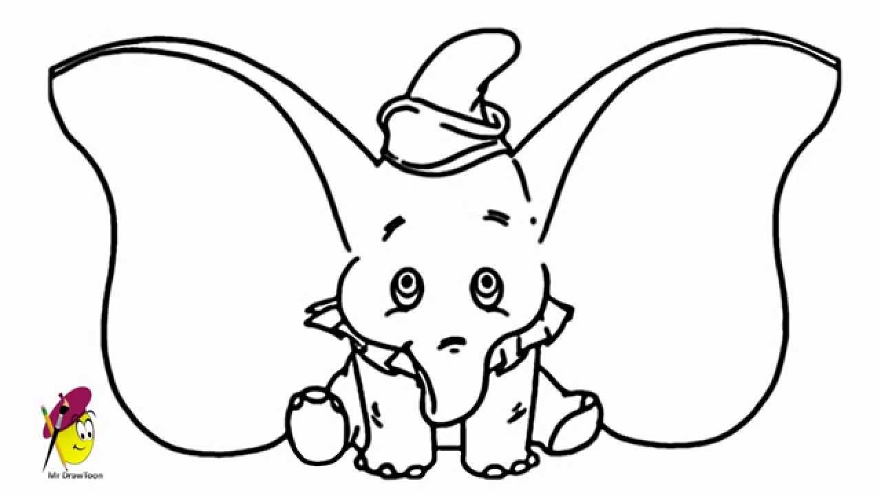 1280x720 dumbo the elephant - Ear Line Drawing