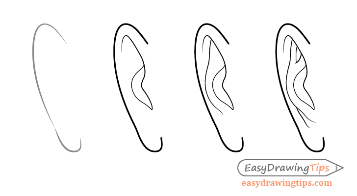 728x400 How To Draw A Male Face Step - Ear Line Drawing