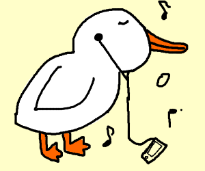 300x250 duck jamming out to ipod with earbuds drawing - Earbuds Drawing