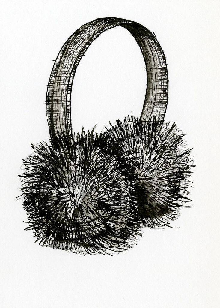 734x1026 fileearmuff - Earmuffs Drawing