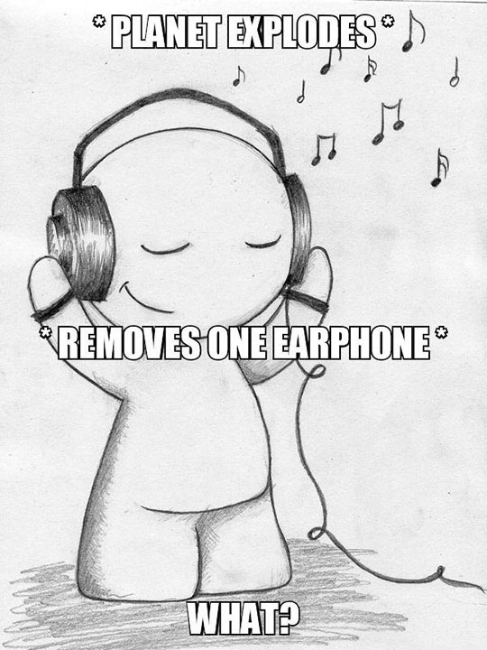 540x720 funny drawing listening earphones music - Earphones Drawing