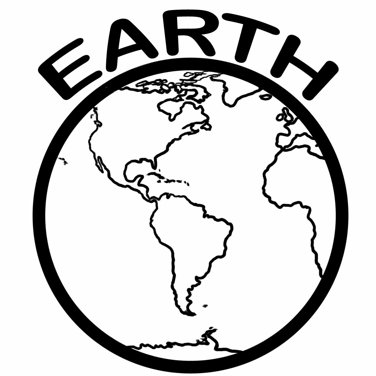 1200x1200 Earth Black And White Clipart - Earth Black And White Drawing