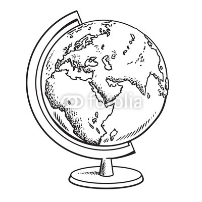 400x400 Hand Drawn School Globe Model Of Earth Geography Icon Black - Earth Black And White Drawing