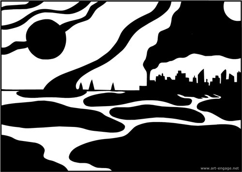 500x355 Black And White Drawings About Ordinary Violence In Nature - Earth Black And White Drawing