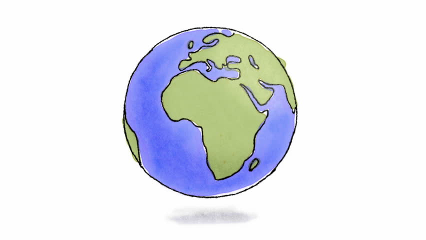 852x480 hand drawn earth spinning loop ready stock footage video - Earth Cartoon Drawing