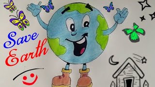 320x180 how to draw save earth and save water coloring cartoon drawi - Earth Cartoon Drawing
