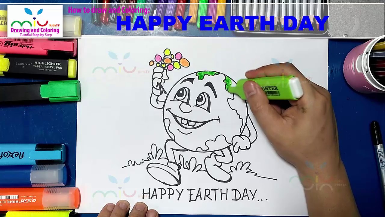 1280x720 How To Draw Happy Earth Day Step - Earth Day Drawing