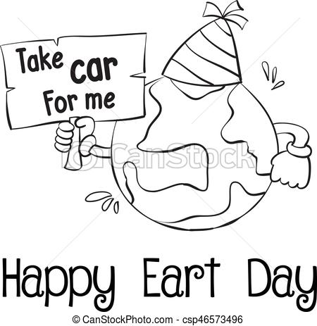 450x463 Happy Earth Day With World Hand Draw Vector Illustration - Earth Day Drawing Images