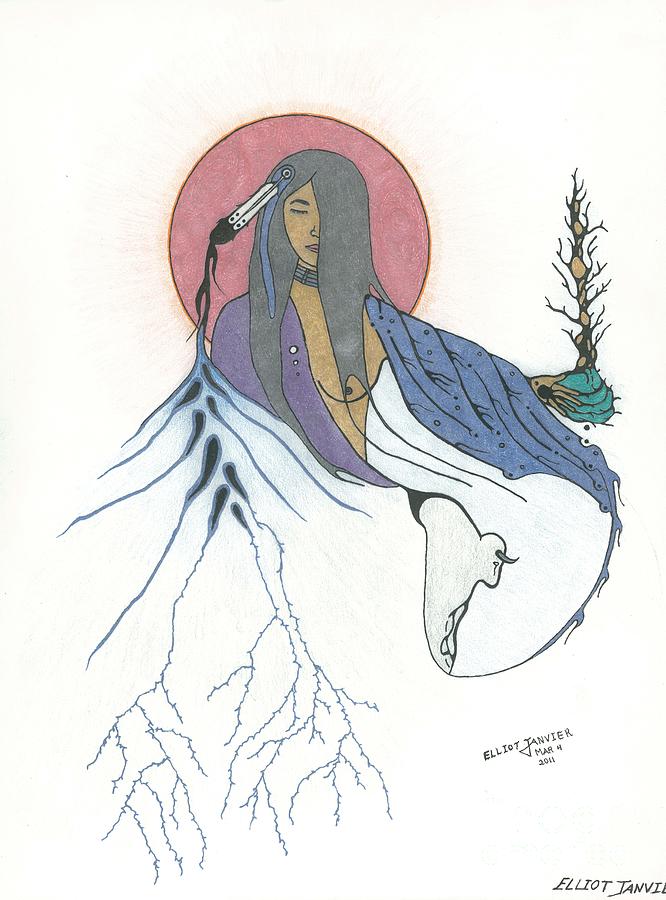 666x900 Mother Earth Drawing - Earth Drawing