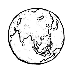 300x300 Drawn Earth Black And White - Earth Drawing Black And White