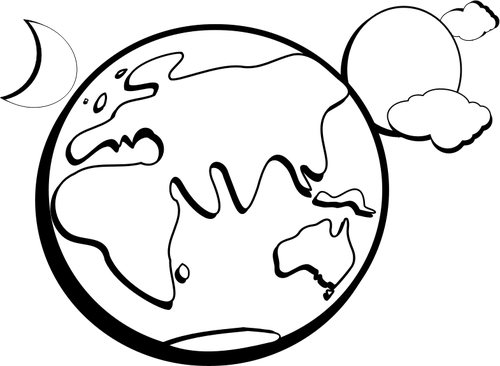 500x366 Vector Graphics Of Abstract Earth Drawing With Surrounding Planets - Earth Drawing Black And White