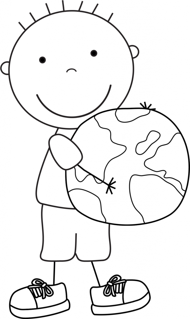 611x1024 Odd Kid Pictures To Color Pages For Kids Earth Day Boys - Earth Drawing For Kids