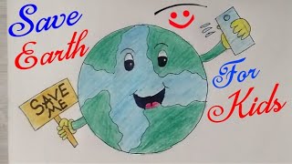 320x180 Save Earth Stop Pollution Coloring Drawing For Kids Save - Earth Drawing For Kids