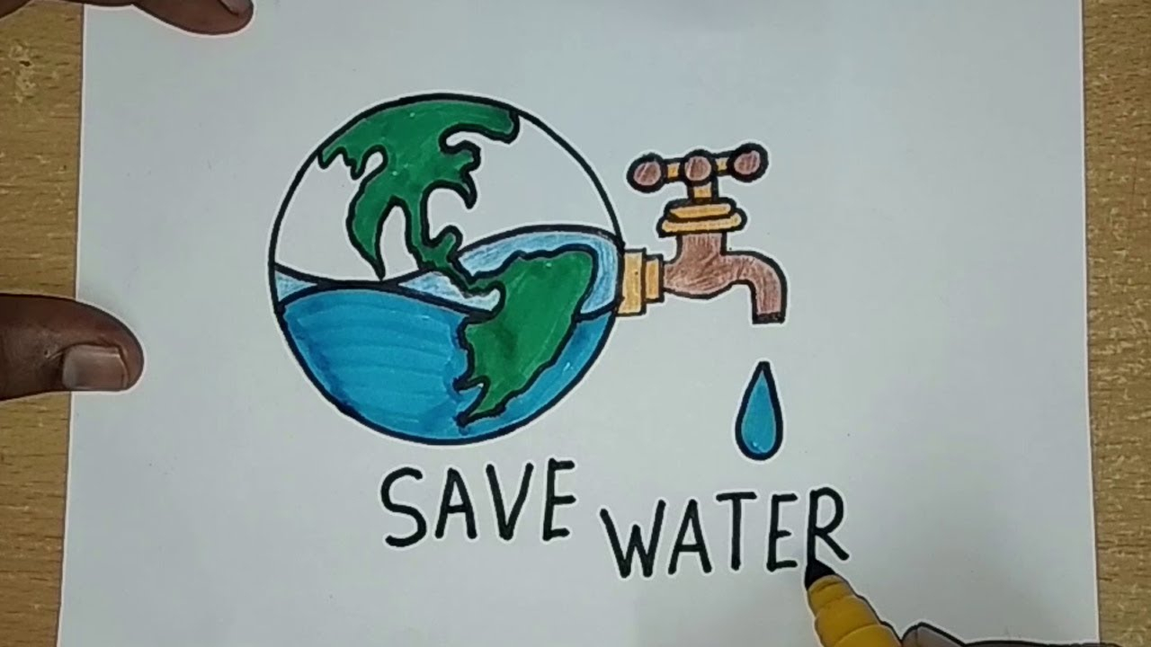 1280x720 Save Water Sketch How To Draw Save Water Save Earth Drawing - Earth Drawing For Kids