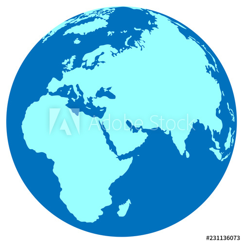 500x500 Globe In Blue Without Meridians The Vector Drawing Shows Earth - Earth Globe Drawing