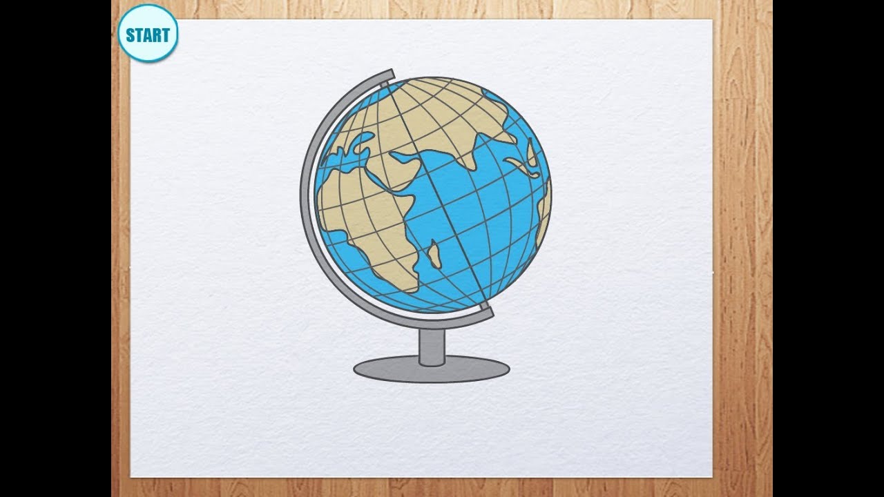 1280x720 How To Draw Globe - Earth Globe Drawing