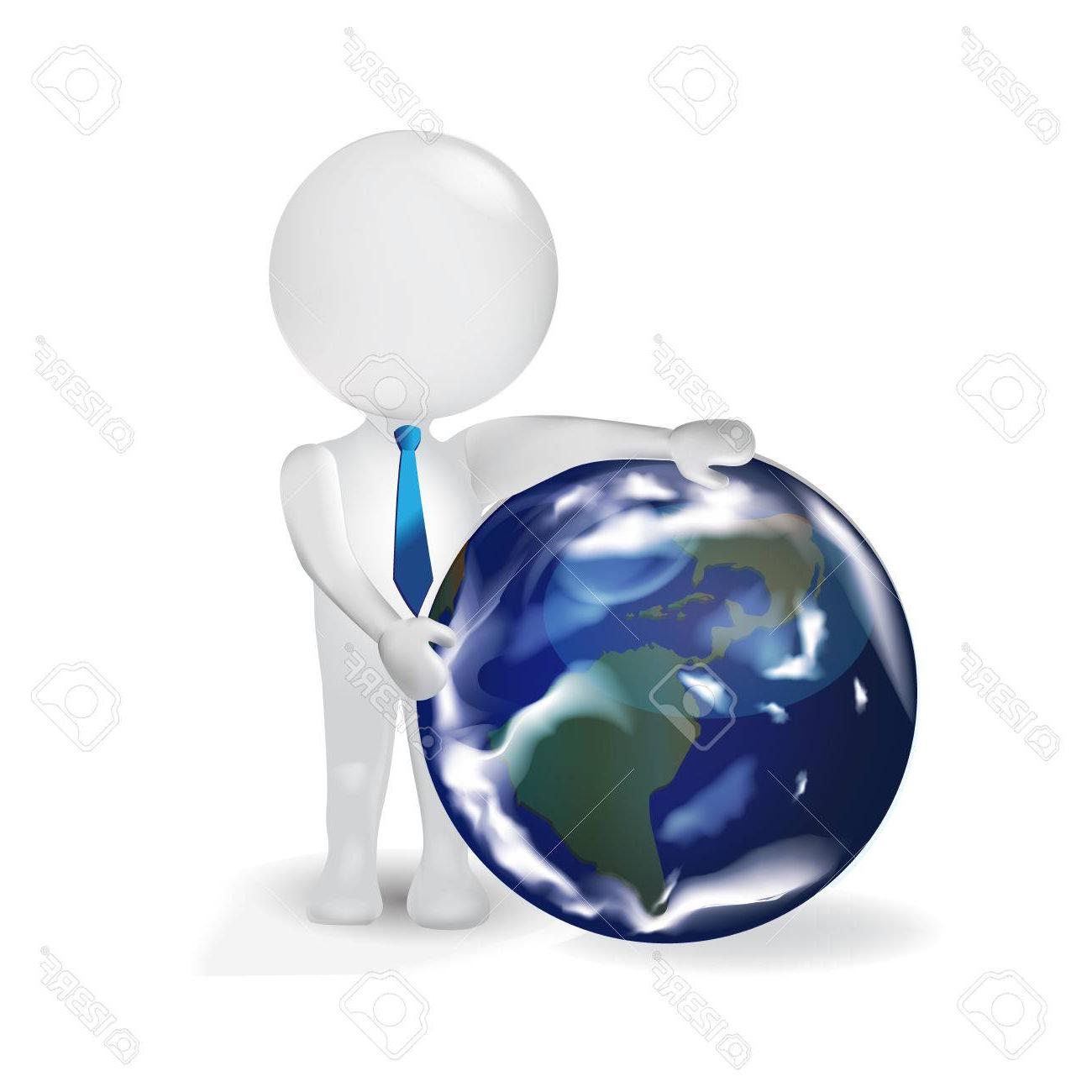 1300x1300 Top Small People Business Man With Earth Globe Vector Icon Logo - Earth Globe Drawing