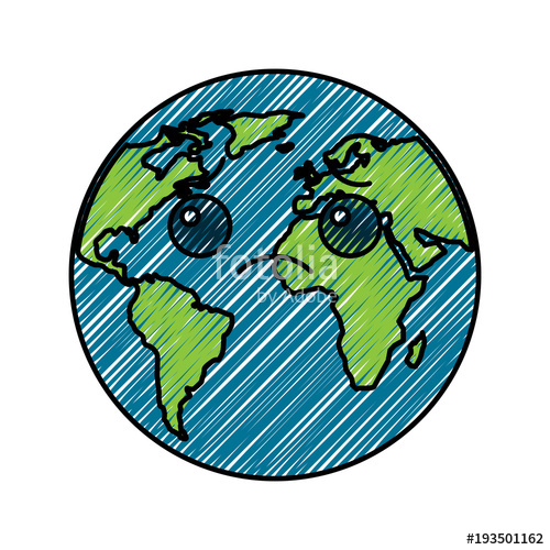 500x500 Cartoon Earth Globe Planet Sad Character Vector Illustration - Earth Globe Drawing