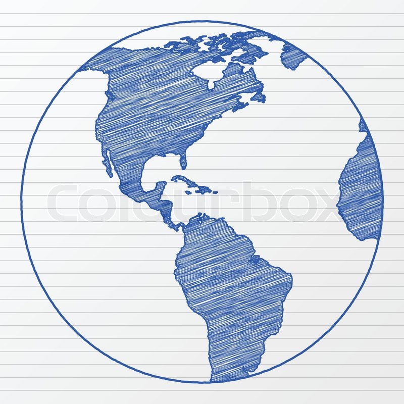 800x800 Drawing World Globe On A Notepad Stock Vector Colourbox - Earth Globe Drawing
