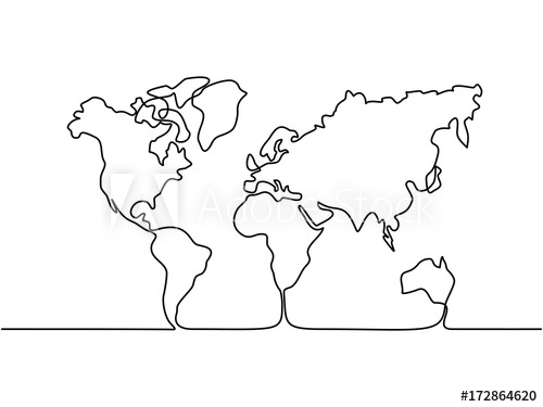 500x375 Continuous Line Drawing Map Of The Earth Vector Illustration - Earth Line Drawing