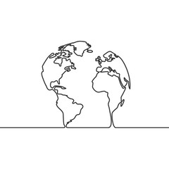 240x240 Vector Image Of A Continuous Line Drawing Of Earth Globe In Human - Earth Line Drawing