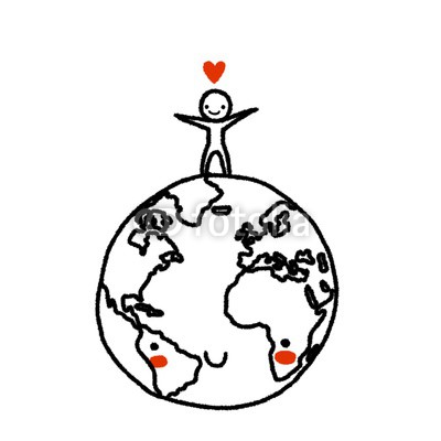 400x400 Cute Earth Illustration, The World Line Drawing, Magazine - Earth Line Drawing
