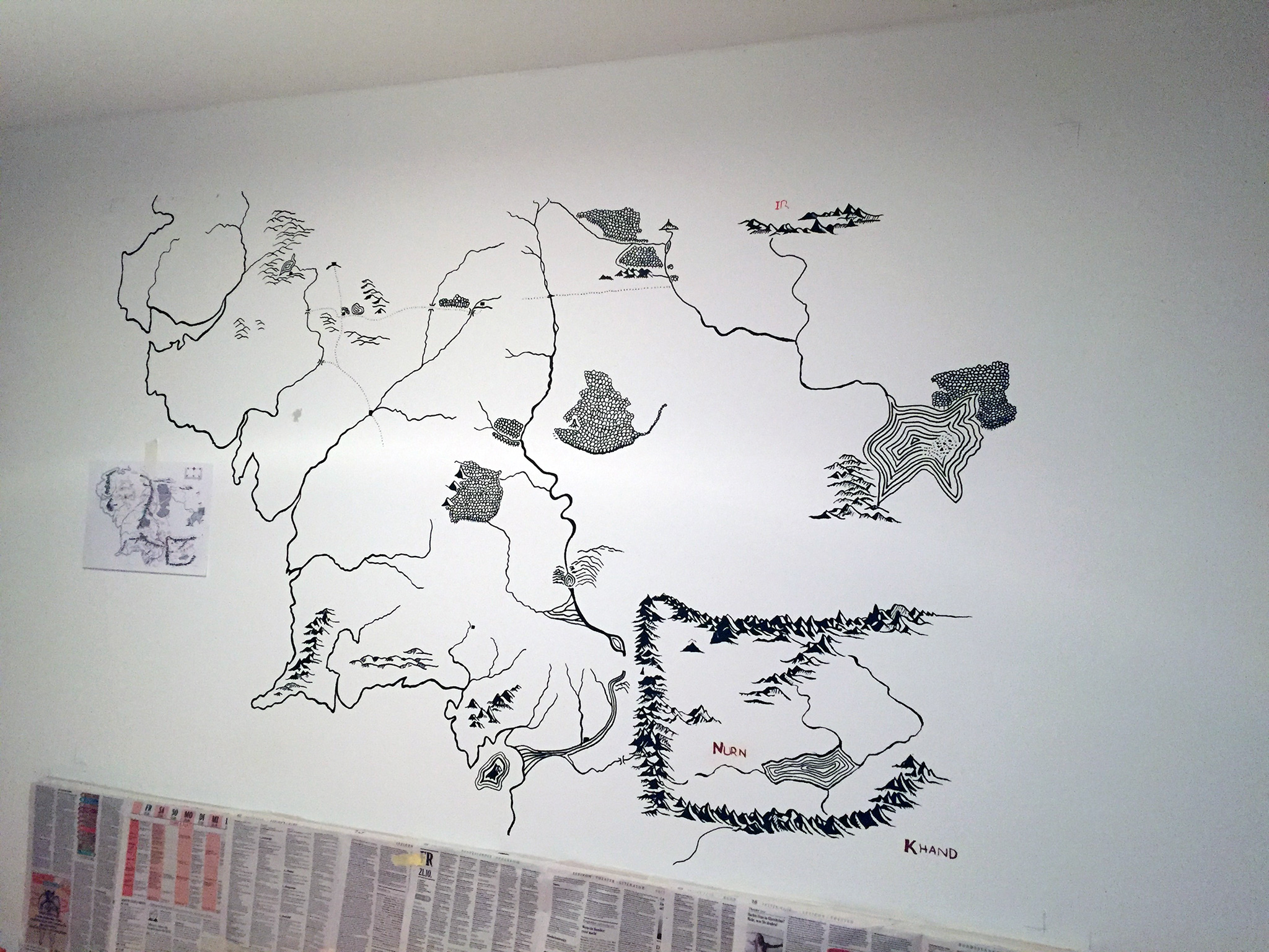 2048x1536 Paintingdrawing The Map Of Middle Earth On The Wall - Earth Map Drawing