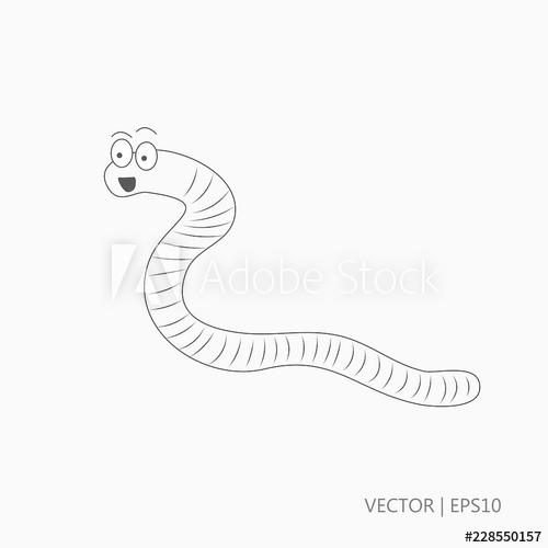 500x500 Vector Illustration Happy Worm Cartoon An Earthworm Sketch - Earthworm Drawing