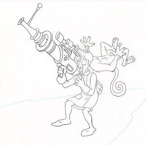 299x300 earthworm jim professor monkey production animation cel drawing - Earthworm Jim Drawing
